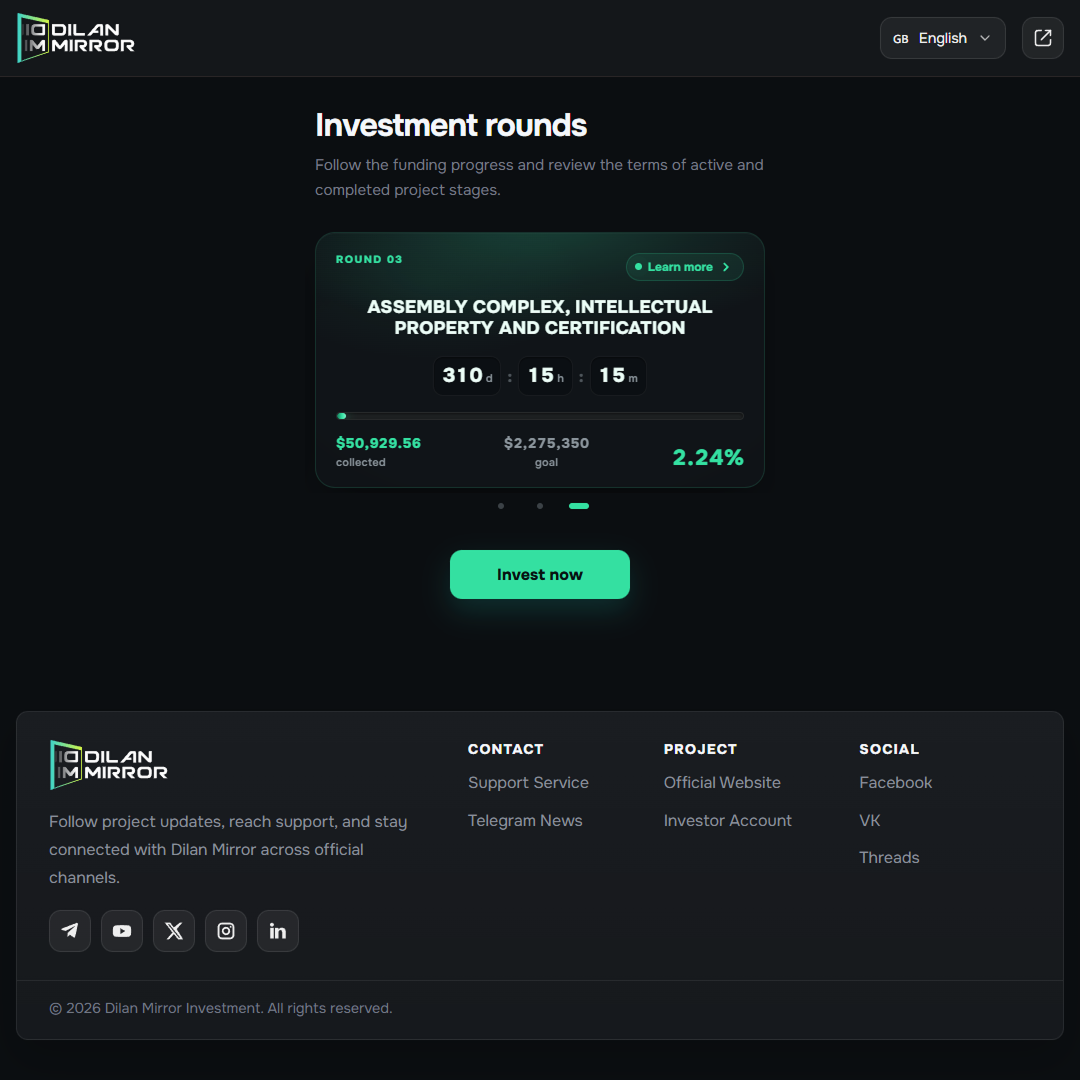 Follow the funding progress and the terms of the current and completed project stages: